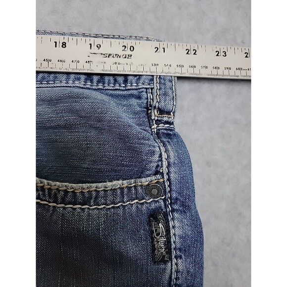 Silver Jeans Mens 42x29 Boot Distressed Mid Rise Cowboy Western Blue Cotton Logo - Picture 7 of 13